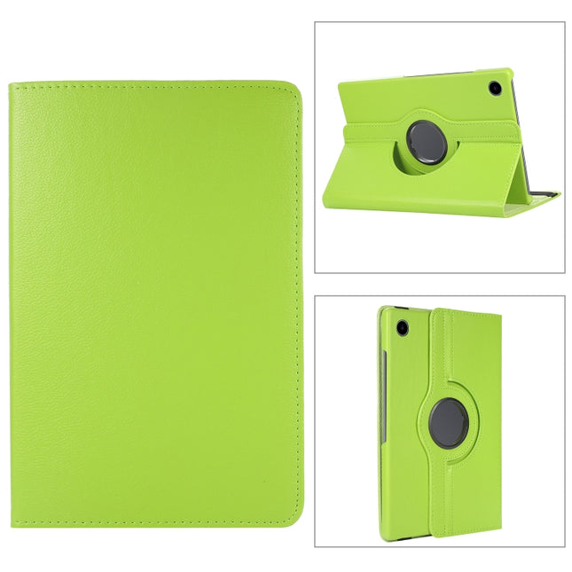 For Samsung Galaxy Tab A8 360 Degree Rotation Litchi Texture Tablet Leather Case with Holder(Green)-garmade.com