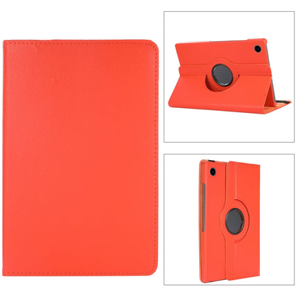 For Samsung Galaxy Tab A8 360 Degree Rotation Litchi Texture Tablet Leather Case with Holder(Orange)-garmade.com