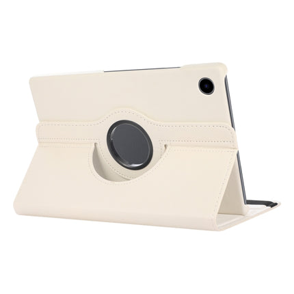 For Samsung Galaxy Tab A8 360 Degree Rotation Litchi Texture Tablet Leather Case with Holder(White)-garmade.com