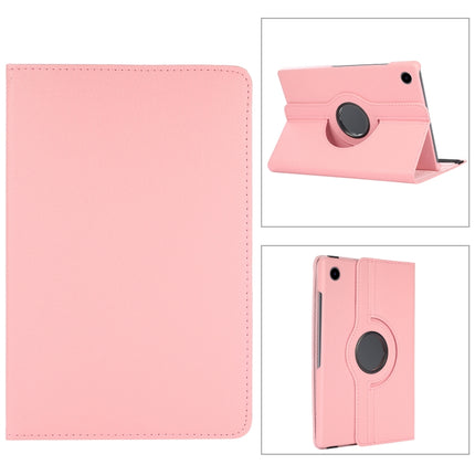 For Samsung Galaxy Tab A8 360 Degree Rotation Litchi Texture Tablet Leather Case with Holder(Pink)-garmade.com