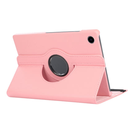 For Samsung Galaxy Tab A8 360 Degree Rotation Litchi Texture Tablet Leather Case with Holder(Pink)-garmade.com
