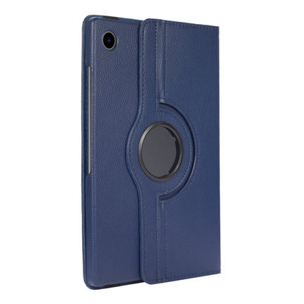 For Samsung Galaxy Tab A8 360 Degree Rotation Litchi Texture Tablet Leather Case with Holder(Dark Blue)-garmade.com