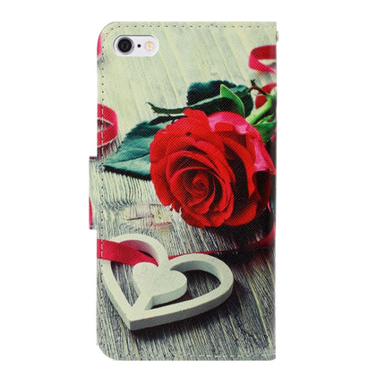 For iPhone 6 / 6s 3D Colored Drawing Horizontal Flip PU Leather Case with Holder & Card Slots & Wallet(Red Rose)-garmade.com