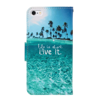 For iPhone 6 / 6s 3D Colored Drawing Horizontal Flip PU Leather Case with Holder & Card Slots & Wallet(Coconut Tree)-garmade.com
