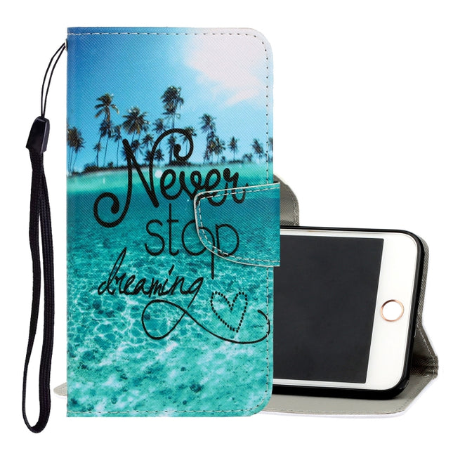 For iPhone 6 Plus / 6s Plus 3D Colored Drawing Horizontal Flip PU Leather Case with Holder & Card Slots & Wallet(Blue Coconut Grove)-garmade.com
