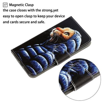 For iPhone X / XS 3D Colored Drawing Horizontal Flip PU Leather Case with Holder & Card Slots & Wallet(Down Jacket Cat)-garmade.com