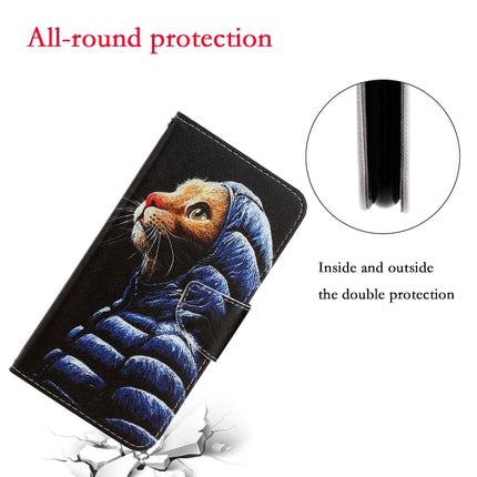 For iPhone X / XS 3D Colored Drawing Horizontal Flip PU Leather Case with Holder & Card Slots & Wallet(Down Jacket Cat)-garmade.com