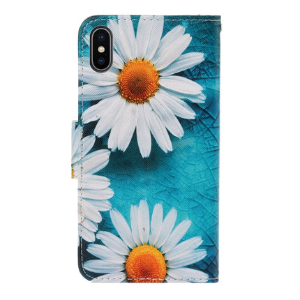 For iPhone X / XS 3D Colored Drawing Horizontal Flip PU Leather Case with Holder & Card Slots & Wallet(Chrysanthemum)-garmade.com