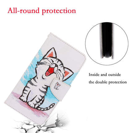 For iPhone X / XS 3D Colored Drawing Horizontal Flip PU Leather Case with Holder & Card Slots & Wallet(Red Mouth Cat)-garmade.com