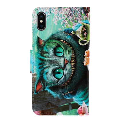 For iPhone X / XS 3D Colored Drawing Horizontal Flip PU Leather Case with Holder & Card Slots & Wallet(Green Eyes)-garmade.com