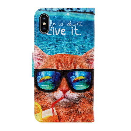 For iPhone X / XS 3D Colored Drawing Horizontal Flip PU Leather Case with Holder & Card Slots & Wallet(Underwater Cat)-garmade.com