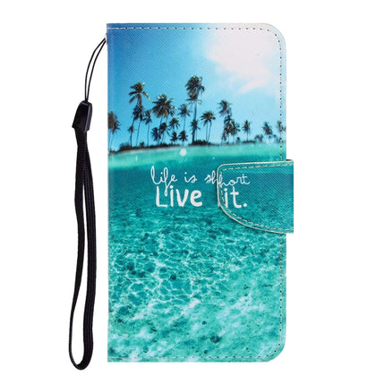 For iPhone X / XS 3D Colored Drawing Horizontal Flip PU Leather Case with Holder & Card Slots & Wallet(Coconut Tree)-garmade.com