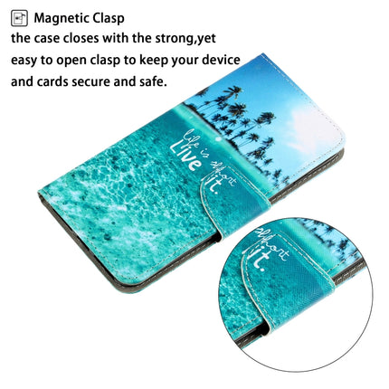 For iPhone X / XS 3D Colored Drawing Horizontal Flip PU Leather Case with Holder & Card Slots & Wallet(Coconut Tree)-garmade.com