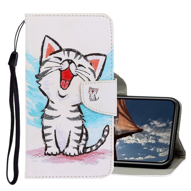 For iPhone XR 3D Colored Drawing Horizontal Flip PU Leather Case with Holder & Card Slots & Wallet(Red Mouth Cat)-garmade.com