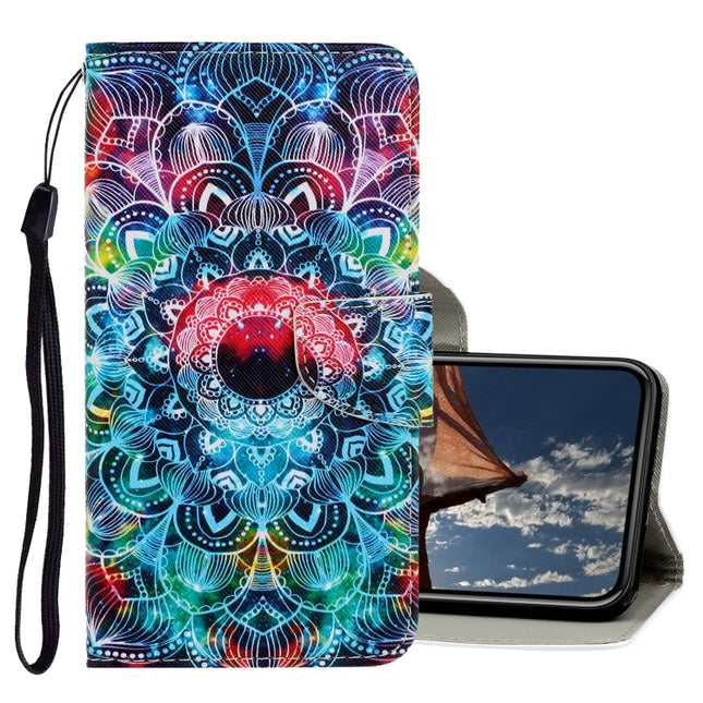 For iPhone XR 3D Colored Drawing Horizontal Flip PU Leather Case with Holder & Card Slots & Wallet(Mandala)-garmade.com