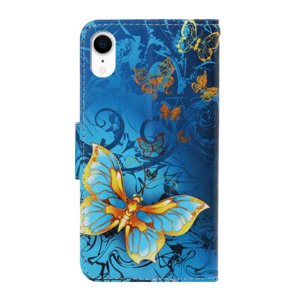 For iPhone XR 3D Colored Drawing Horizontal Flip PU Leather Case with Holder & Card Slots & Wallet(Jade Butterfly)-garmade.com