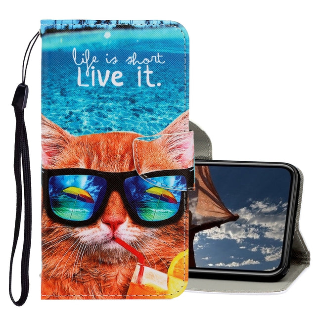 For iPhone XR 3D Colored Drawing Horizontal Flip PU Leather Case with Holder & Card Slots & Wallet(Underwater Cat)-garmade.com