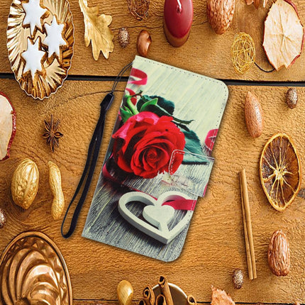 For iPhone XR 3D Colored Drawing Horizontal Flip PU Leather Case with Holder & Card Slots & Wallet(Red Rose)-garmade.com