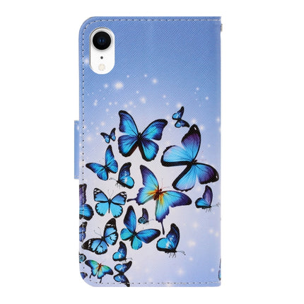 For iPhone XR 3D Colored Drawing Horizontal Flip PU Leather Case with Holder & Card Slots & Wallet(Multiple Butterflies)-garmade.com