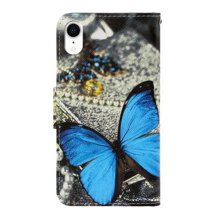 For iPhone XR 3D Colored Drawing Horizontal Flip PU Leather Case with Holder & Card Slots & Wallet(A Butterfly)-garmade.com