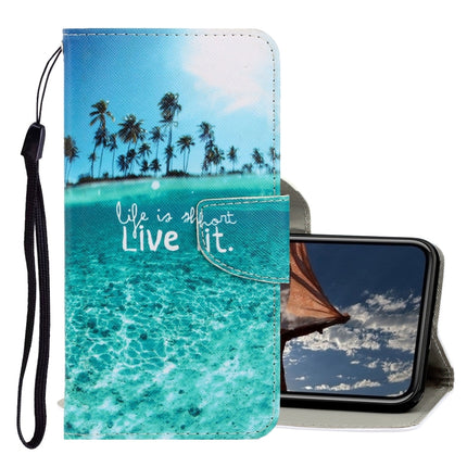 For iPhone XR 3D Colored Drawing Horizontal Flip PU Leather Case with Holder & Card Slots & Wallet(Coconut Tree)-garmade.com