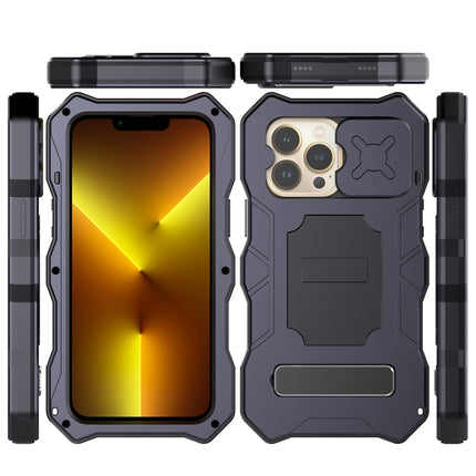 Camshield Shockproof Waterproof Dustproof Metal Case with Holder For iPhone 13 Pro(Black)-garmade.com
