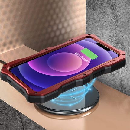 Camshield Shockproof Waterproof Dustproof Metal Case with Holder For iPhone 13 Pro(Red)-garmade.com