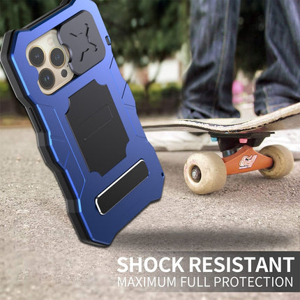 Camshield Shockproof Waterproof Dustproof Metal Case with Holder For iPhone 13 Pro(Blue)-garmade.com