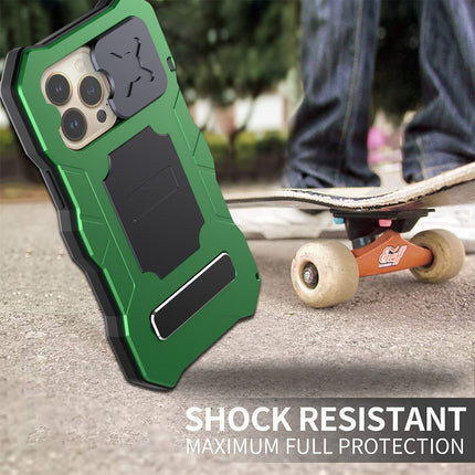 Camshield Shockproof Waterproof Dustproof Metal Case with Holder For iPhone 13 Pro(Green)-garmade.com