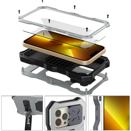 Camshield Shockproof Waterproof Dustproof Metal Case with Holder For iPhone 13 Pro(Silver)-garmade.com