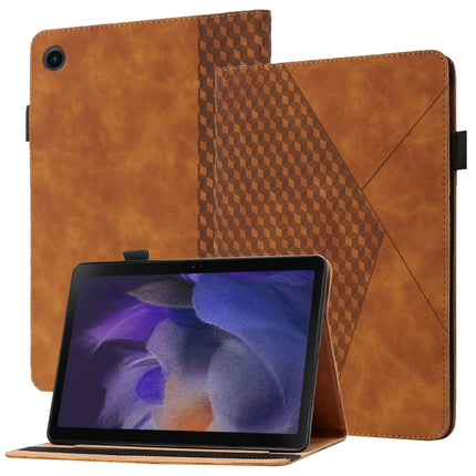 For Samsung Galaxy Tab A8 10.5 2021 X200/X205 Rhombus Skin Feel Horizontal Flip Tablet Leather Case with Card Slots & Holder(Brown)-garmade.com