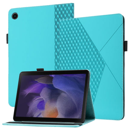 For Samsung Galaxy Tab A8 10.5 2021 X200/X205 Rhombus Skin Feel Horizontal Flip Tablet Leather Case with Card Slots & Holder(Lake Blue)-garmade.com
