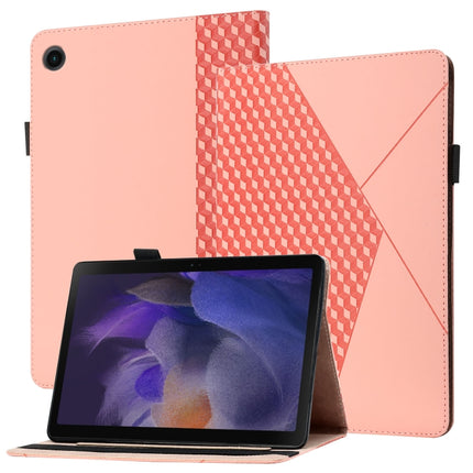 For Samsung Galaxy Tab A8 10.5 2021 X200/X205 Rhombus Skin Feel Horizontal Flip Tablet Leather Case with Card Slots & Holder(Rose Gold)-garmade.com
