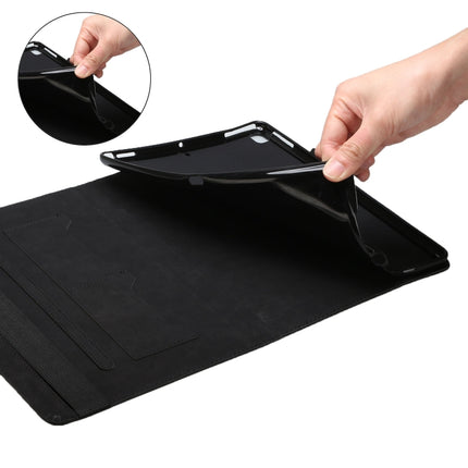For Samsung Galaxy Tab A8 10.5 2021 X200/X205 Rhombus Skin Feel Horizontal Flip Tablet Leather Case with Card Slots & Holder(Black)-garmade.com
