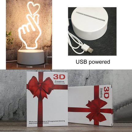 White Base Creative 3D Tricolor LED Decorative Night Light, Button USB Version, Shape:Owl(White-Warm-Warm White)-garmade.com