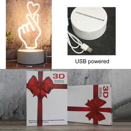White Base Creative 3D Tricolor LED Decorative Night Light, Button USB Version, Shape:Have You All the Way(White-Warm-Warm White)-garmade.com