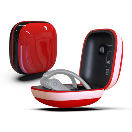 Mirror Surface Silicone + PC Wireless Earphone Protective Case for Beats Powerbeats Pro(Red+White)-garmade.com