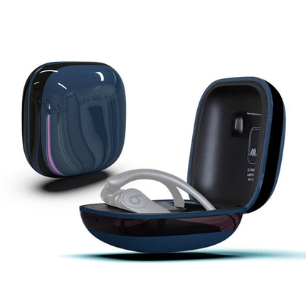 Mirror Surface Silicone + PC Wireless Earphone Protective Case for Beats Powerbeats Pro(Dark Blue+Black)-garmade.com