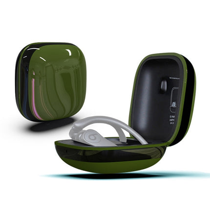 Mirror Surface Silicone + PC Wireless Earphone Protective Case for Beats Powerbeats Pro(Green+Black)-garmade.com