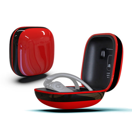 Mirror Surface Silicone + PC Wireless Earphone Protective Case for Beats Powerbeats Pro(Red+Black)-garmade.com