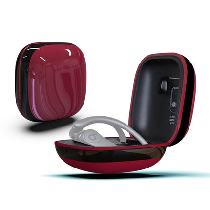 Mirror Surface Silicone + PC Wireless Earphone Protective Case for Beats Powerbeats Pro(Dark Red+Black)-garmade.com