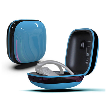 Mirror Surface Silicone + PC Wireless Earphone Protective Case for Beats Powerbeats Pro(Blue+Black)-garmade.com