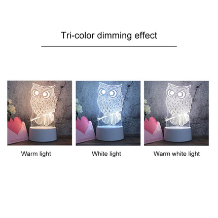 White Base Creative 3D Tricolor LED Decorative Night Light, Button Plug Version, Shape:Deer(White-Warm-Warm White)-garmade.com