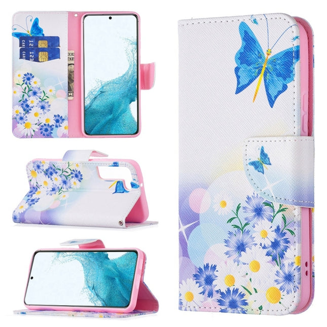 For Samsung Galaxy S22+ 5G Colored Drawing Pattern Horizontal Flip Phone Leather Case with Holder & Card Slots & Wallet(Butterfly Love)-garmade.com