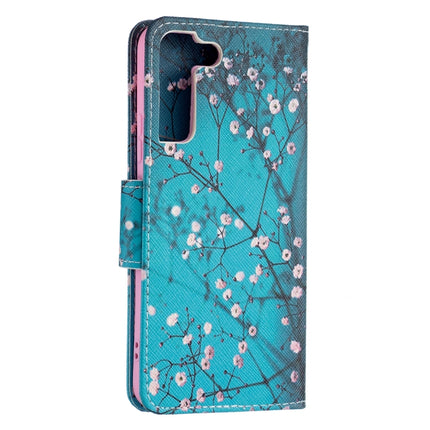 For Samsung Galaxy S22+ 5G Colored Drawing Pattern Horizontal Flip Phone Leather Case with Holder & Card Slots & Wallet(Plum Blossom)-garmade.com