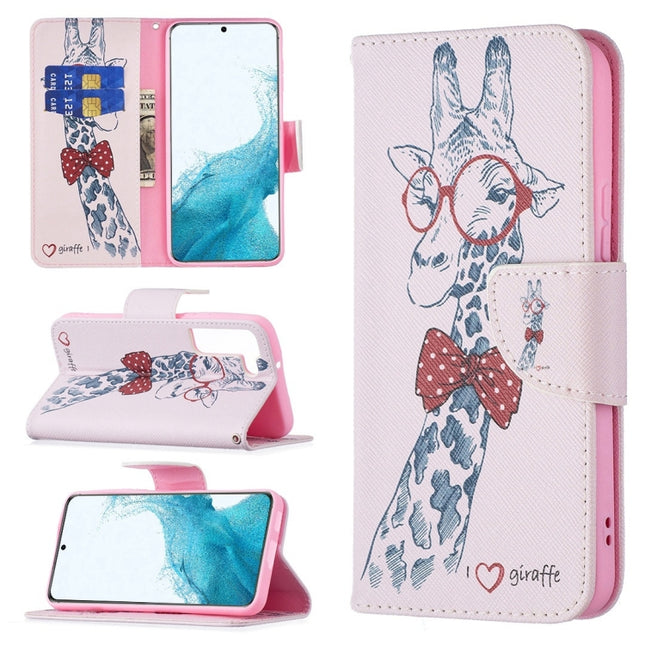 For Samsung Galaxy S22+ 5G Colored Drawing Pattern Horizontal Flip Phone Leather Case with Holder & Card Slots & Wallet(Deer)-garmade.com