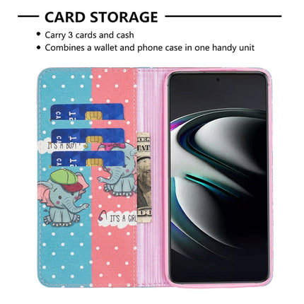 For Samsung Galaxy S22+ 5G Colored Drawing Pattern Invisible Magnetic Horizontal Flip Phone Leather Case with Holder & Card Slots & Wallet(Elephant)-garmade.com