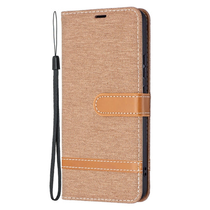 For Samsung Galaxy S22+ 5G Color Matching Denim Texture Leather Case with Holder & Card Slots & Wallet & Lanyard(Brown)-garmade.com