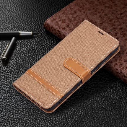 For Samsung Galaxy S22+ 5G Color Matching Denim Texture Leather Case with Holder & Card Slots & Wallet & Lanyard(Brown)-garmade.com