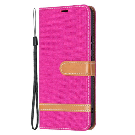 For Samsung Galaxy S22+ 5G Color Matching Denim Texture Leather Case with Holder & Card Slots & Wallet & Lanyard(Rose Red)-garmade.com